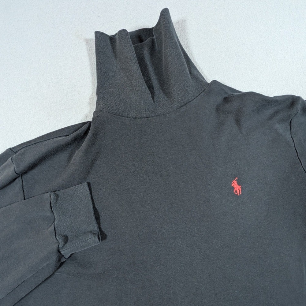 Polo Ralph Lauren Turtleneck Shirt Mens L Black Long Sleeve Red Pony Logo
